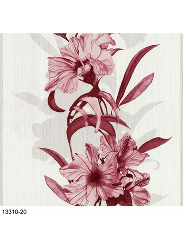 P+S International Novara Floral Printed Wallpaper, 10 x 0.52 Meter, Maroon/White
