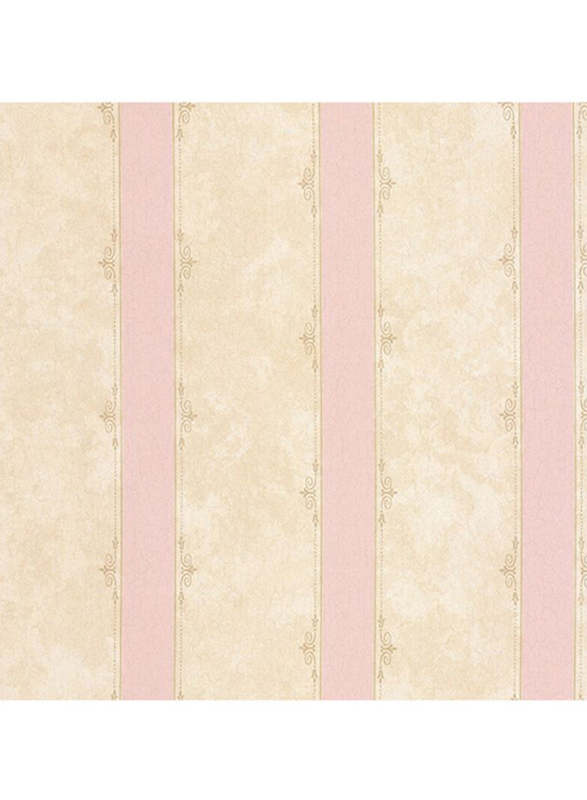 SK Filson Tudor Rose Stripes Pattern Wallpaper, 10 x 0.53 Meter, Pink/Gold