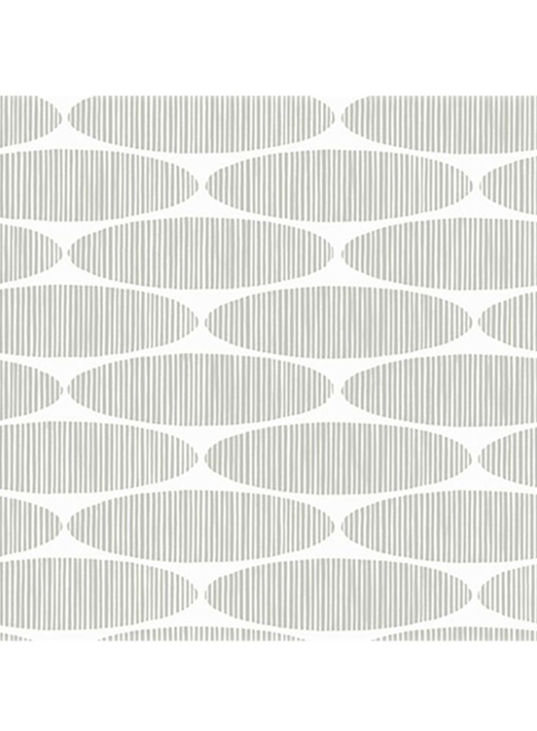 Wallquest Soleil Ovals Pattern Wallpaper, 0.52 x 10 Meter, Grey/White