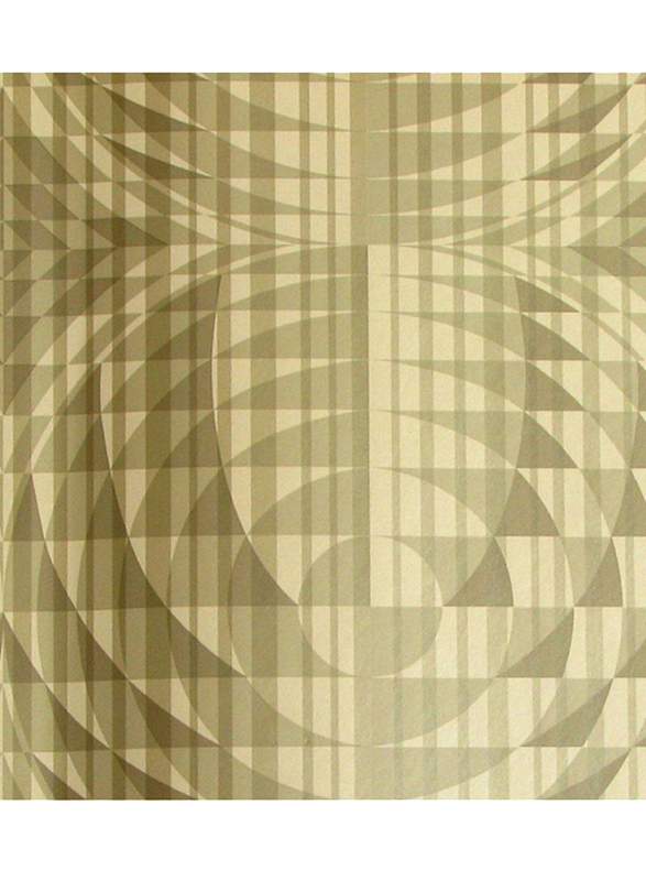 برستيجوس تيكستايلز ورق جدران بتصميم هندسي، 10 x 0.53 متر، بيج/رمادي