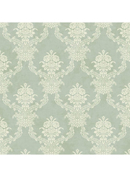 Wallquest Parisian Floral Damask Printed Wallpaper, 10 x 0.53 Meter, Green/Beige