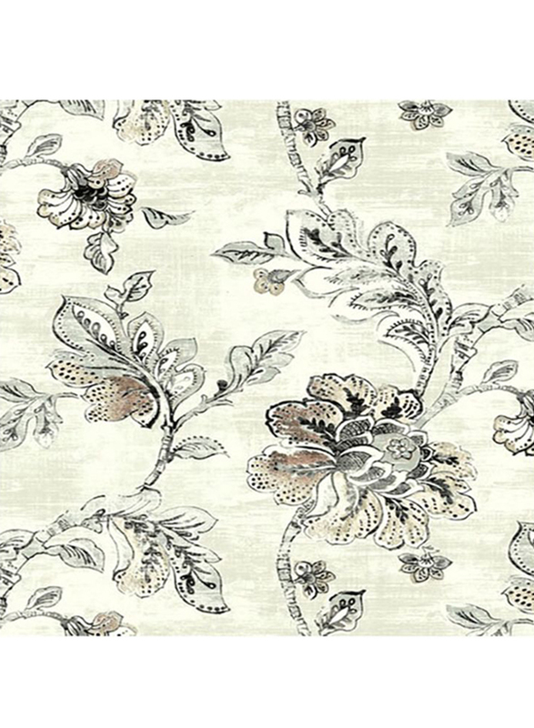 Wallquest Villa Flora Floral Printed Wallpaper, 10 x 0.53 Meter, Black/Beige