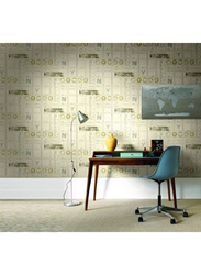 Wallquest Broadway Printed Wallpaper, 10 x 0.53 Meter, Beige/Gold/Black