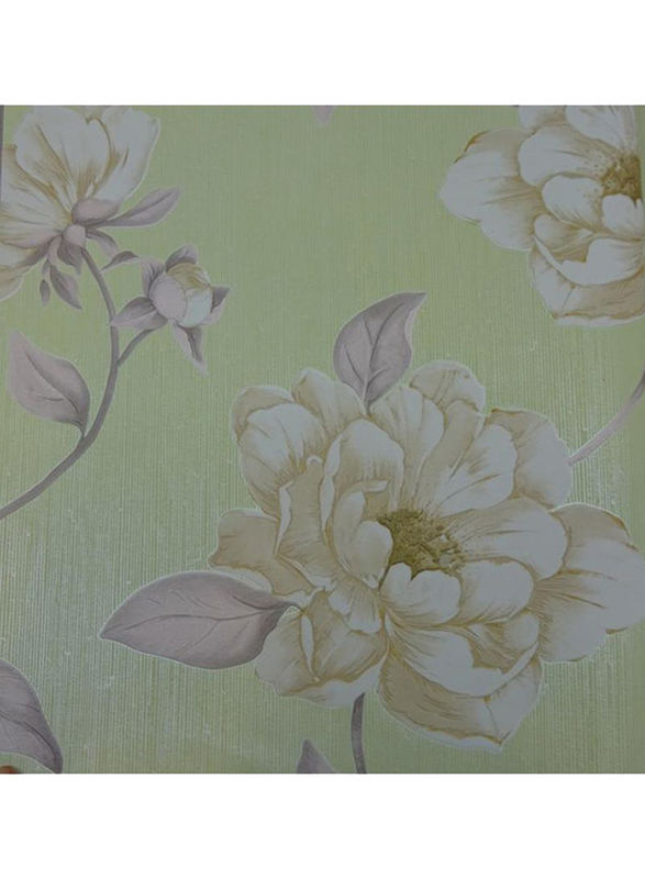 UGEPA Flowers Blossom Wall Covering, 0.53 x 10 Meter, Green/Beige