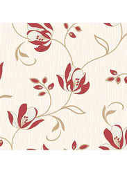 UGEPA Flowers Romance Wall Covering, 0.53 x 10 Meter, Red/Beige