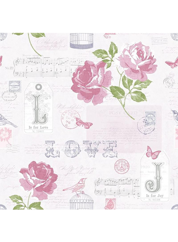 UGEPA Roses Romance Design Wall Covering, 0.53 x 10 Meter, Pink/Beige