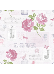 UGEPA Roses Romance Design Wall Covering, 0.53 x 10 Meter, Pink/Beige
