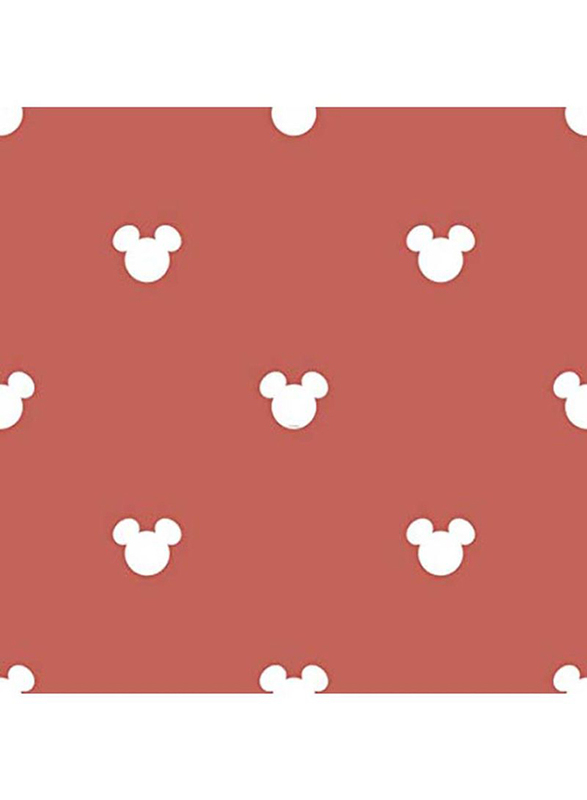 ICH Mickey Mouse Logo Printed Self Adhesive Wallpaper, 0.53 x 10 Meter, Red/White
