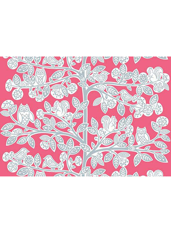 Ideco Tree Pattern Self Adhesive Wallpaper, 10 x 0.53 Meter, Pink/Grey