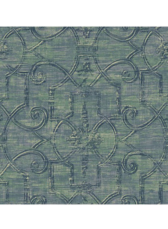 Wallquest Villa Flora Acanthus Pattern Wallpaper, 10 x 0.53 Meter, Bluish Green