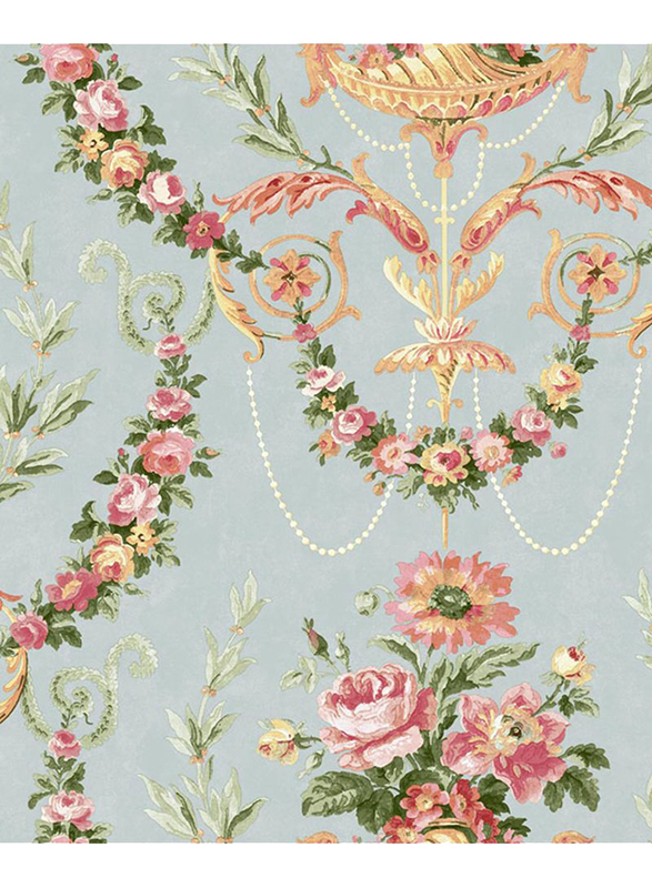 Wallquest Parisian Floral Victorian Design Printed Wallpaper, 10 x 0.53 Meter, Grey/Pink/Yellow