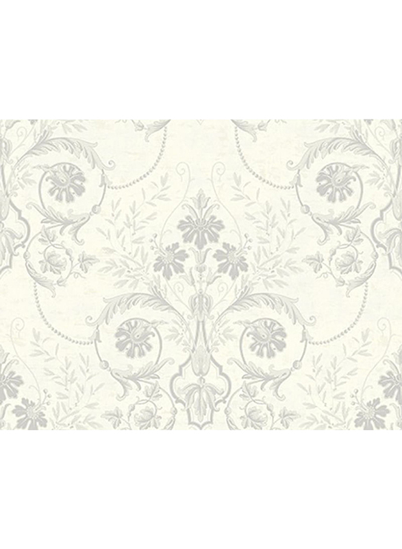 Wallquest Floral Pattern Decorative Wallpaper, 0.68 x 8.23 Meter, White/Grey