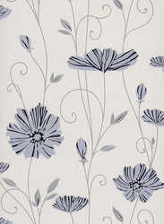 P+S International Novara Floral Printed Wallpaper, 10 x 0.52 Meter, Off White/Purple