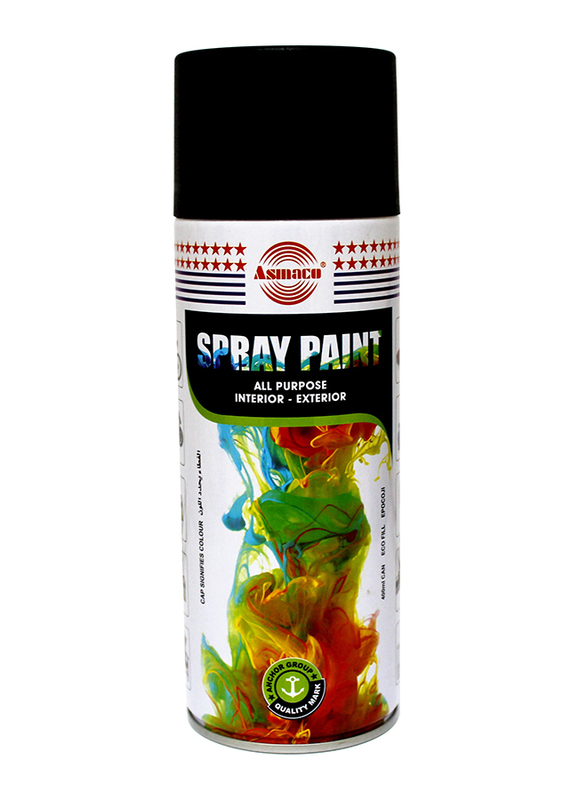 Asmaco Spray Paint, DXB04, 400ml, Matt Black