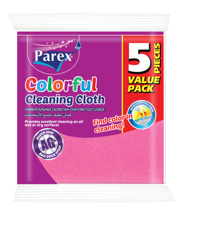 

PAREX COLORFUL CLEANING CLOTH - 5 PIECES VALUE PACK ( 35cm x 34cm )