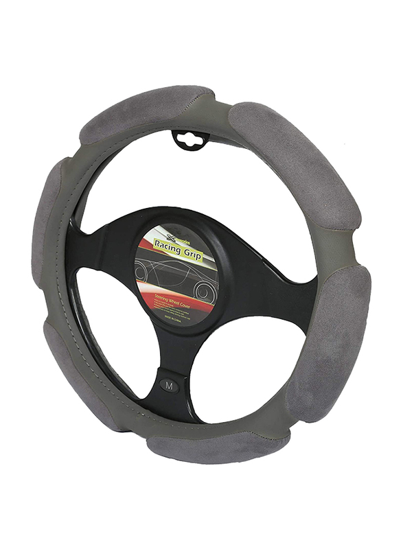 Xcessories Color Fur Steering Cover, Black/Grey