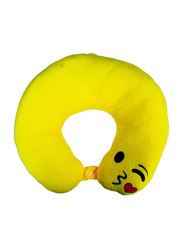 Maagen Cotton Travel Emoji Kissing Heart Pillow, Yellow