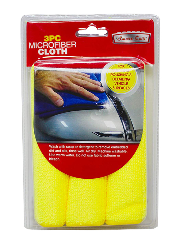 Smart Car 3-Piece Microfiber Polish/Cleaning/Detailing Cloths, SC-012, Yellow