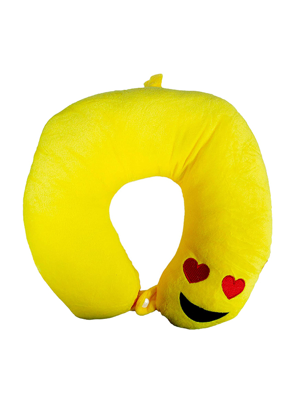 Maagen Cotton Emoji Heart Eyes Neck Pillow, Yellow