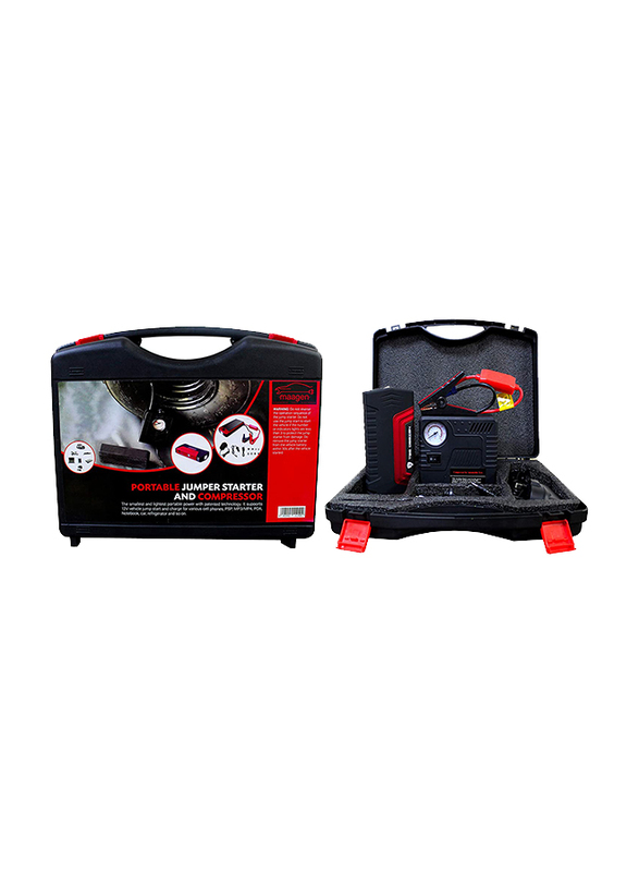Maagen Portable Jumper Starter and Compressor, Red/Black