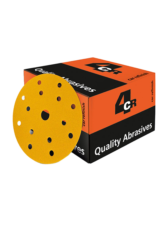 4CR 6-inch Quality Abrasives 15-Hole Buffing & Polishing Sanding Disc, Yellow
