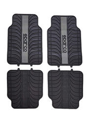 Sparco PVC Car Floor Mat Set, Universal Size, 4 Pieces, Black/Grey