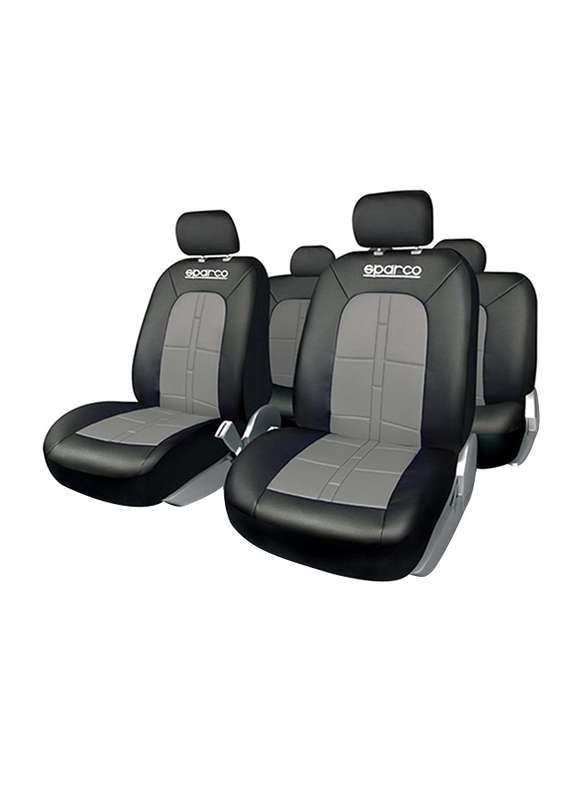 Sparco Universal Seat Cover Set, 4 Pieces, Black/Grey
