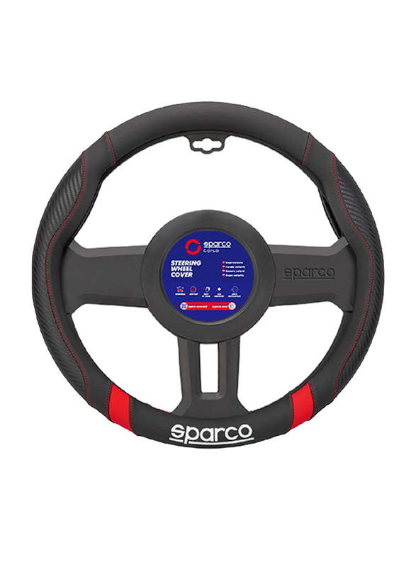 Sparco Steering Wheel Cover, 38 x 8.2cm, Red