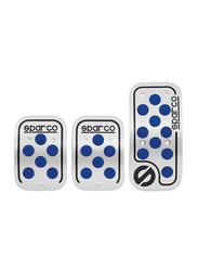 Sparco Pedal Set for Manual Cars, 3 Pieces, Silver/Blue