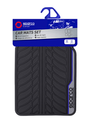 Sparco PVC Car Floor Mat Set, Universal Size, 5 Pieces, Black/Blue