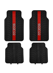 Sparco PVC Car Floor Mat Set, Universal Size, 4 Pieces, Black/Red
