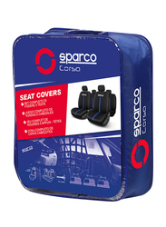 Sparco Universal Polyester Seat Cover Set, 2 Pieces, Blue/Black