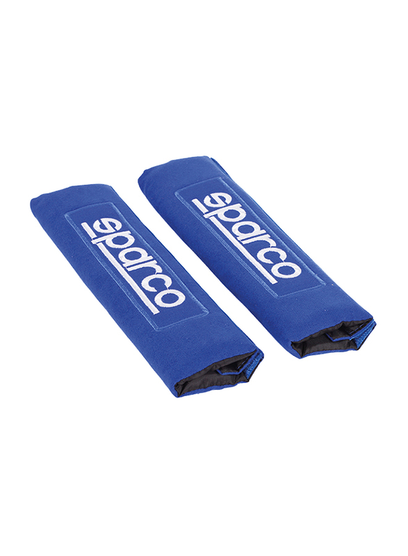 Sparco Seat Belt Pads Set, Blue/White, 2 Pieces