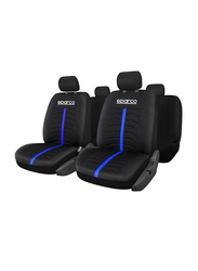 Sparco Universal Polyester Seat Cover Set, 2 Pieces, Blue/Black