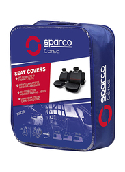 Sparco Lazio Universal Polyester Seat Cover Set, 11 pieces, Black/Red