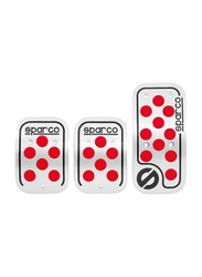Sparco Pedal Set for Manual Cars, 3 Pieces, Silver/Red