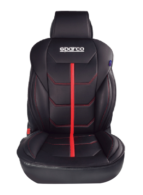 Sparco Ferrara PVC Backrest Seat Cushion, 7mm, Black/Red