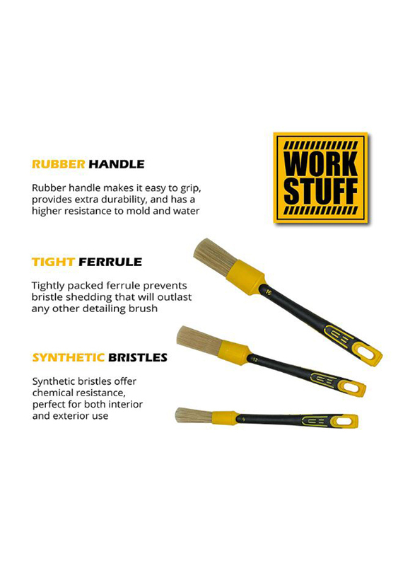 Work Stuff Rubber Detailing Brush, 16mm, Black/Yellow