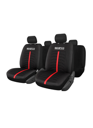Sparco Universal Polyester Seat Cover Set, 2 Pieces, Red/Black