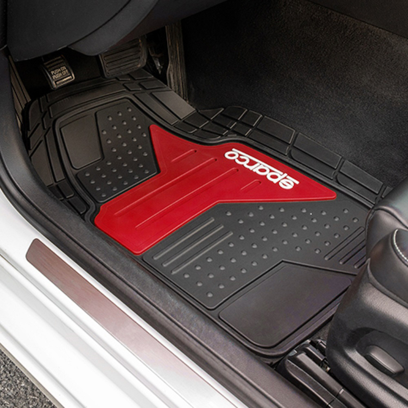Sparco PVC Car Mats with Red Logo, 4 Pieces, Black/Red