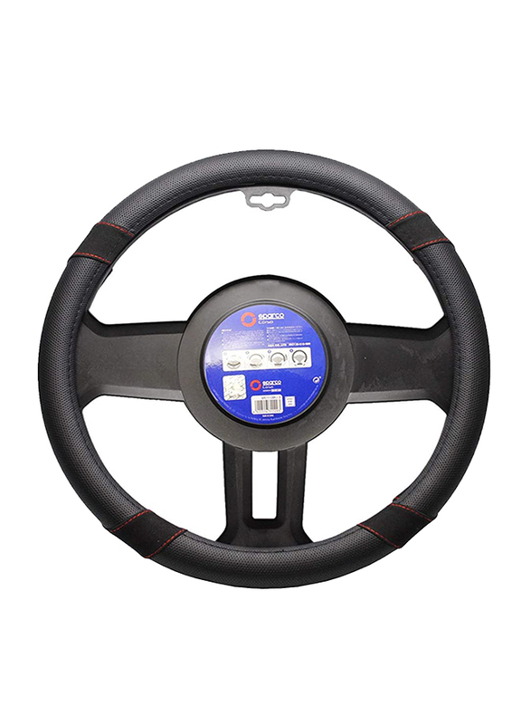 Sparco Universal Suede/Leather Steering Wheel Cover, 38cm, Black