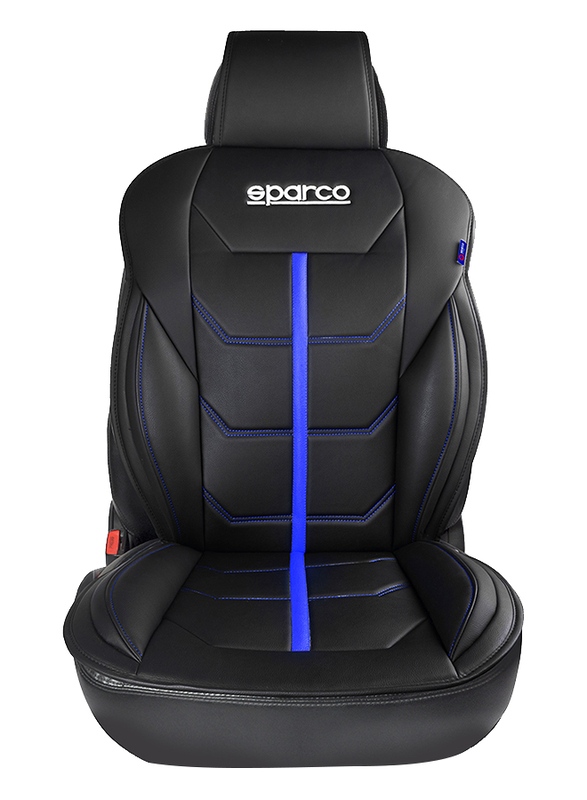 Sparco Ferrara PVC Backrest Seat Cushion, 7mm, Black/Blue