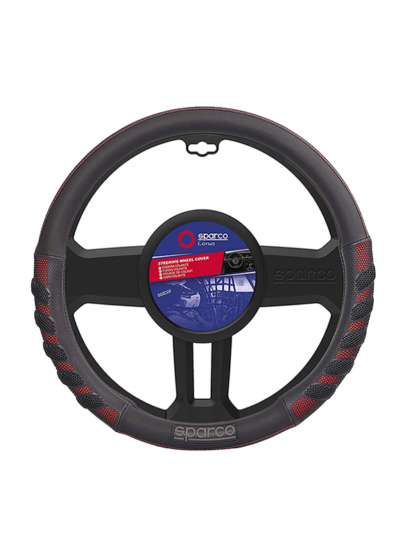 Sparco Universal Steering Wheel Cover, SPS101RD, 38cm, Black/Red