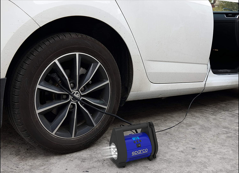 Sparco Tire Pressure Gauge with 12V Air Compressor