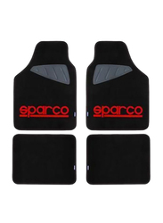 Sparco Car Floor Mat Set, Universal Size, 5 Pieces, Black/Red