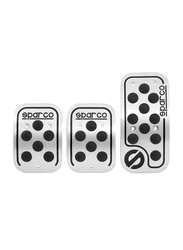 Sparco Pedal Set for Manual Cars, SPC0406BK, 3 Pieces, Silver/Black