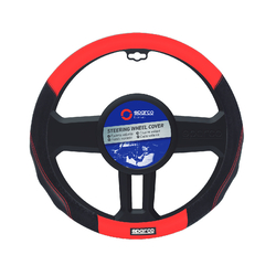 Sparco Steering Wheel Cover Black PVC + Diamond PVC+ Red Stitching