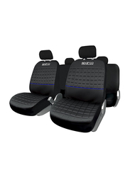 Sparco Lazio Universal Polyester Seat Cover Set, 11 pieces, Black/Blue