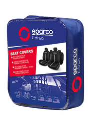 Sparco Universal Polyester Seat Cover Set, 2 Pieces, Grey/Black