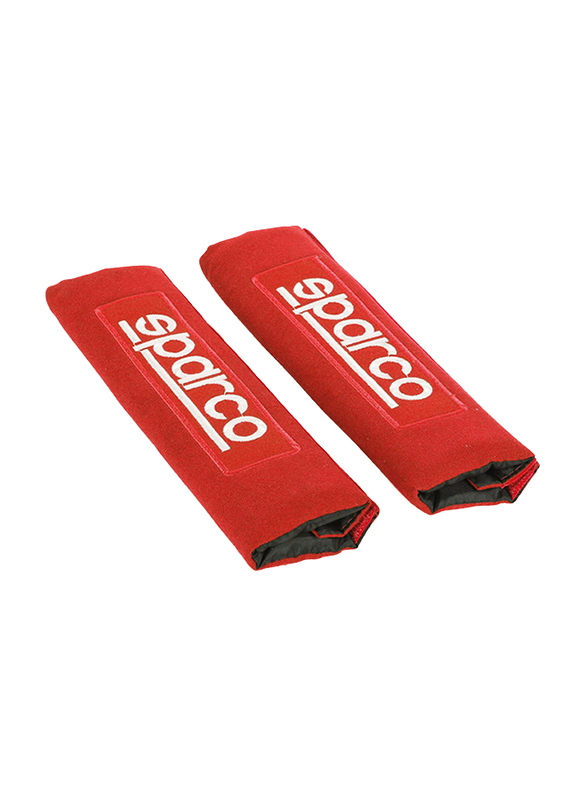Sparco Seat Belt Pads Set, Red/White, 2 Pieces